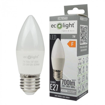 LED žárovka svíčka B37 E27 7W 630lm 4000K neutrální bílá Ecolight