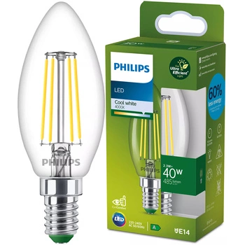 LED žárovka E14 Candle B35 2,3W = 40W 485lm 210lm/W 4000K Neutral 300° CLASS A UltraEfficient Philips