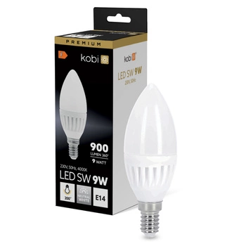 LED žárovka E14 Candle 9W 900lm 4000K Neutral 200° Premium Kobi