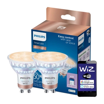 2x LED žárovka GU10 4,7W = 50W 2700-6500K 36° SMART WiFi Philips WiZ