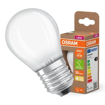 LED žárovka P45 Ball E27 3,8W = 60W 806lm 2700K Warm 300° 213lm/W CLASSIC ENERGETIC EFFICIENCY Osram