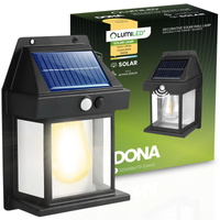 Solární zahradní nástěnná lampa IP44, 3000K snímač pohybu a soumraku DONA LUMILED