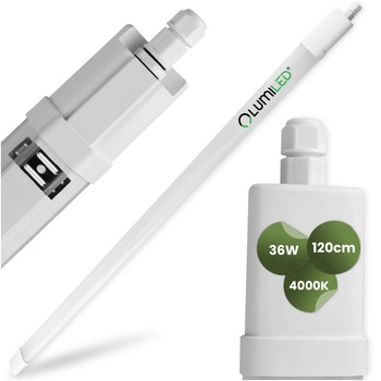 Vodotěsné LED dílenské světlo 120cm garážové světlo 36W 4000K vodotěsné RAY LUMILED