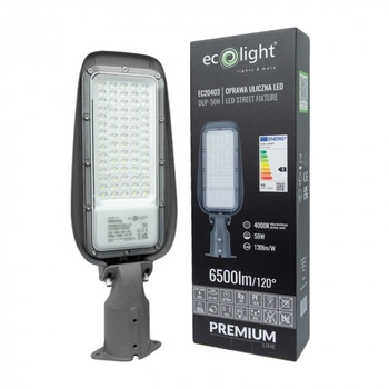 LED pouliční lampa 50W 6500lm 4000K Neutral IP65 130lm/W PREMIUM Ecolight