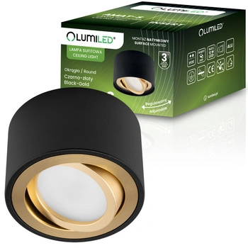 Povrchová montáž HALOGEN Bodové pohyblivé svítidlo AMAT-S INSERT Kulaté černo-zlaté 52mm LUMILED