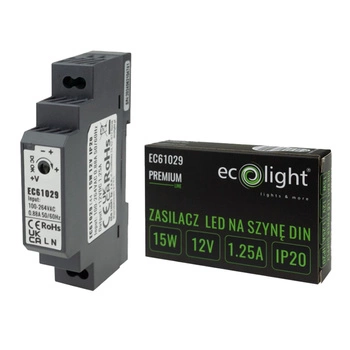 Napájení LED Premium Line 12V 15W Ecolight na lištu DIN