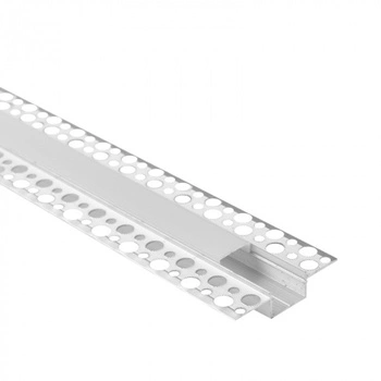 Hliníkový LED profil pro sádrokarton REGIPS široký zapuštěný pod omítku eloxovaný 2m s mléčným difuzorem pro LED pásky + krytky Ecolight řady GPS