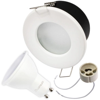 Sada HALOGEN Hermetické koupelnové svítidlo PODBITKA AQUS White IP44 + LED GU10 5W Cold Colour