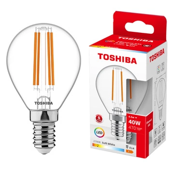 LED žárovka E14 G45 4,5W = 40W 470lm 2700K Warm Filament TOSHIBA