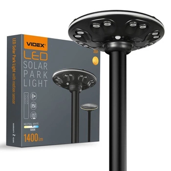 LED pouliční solární zahradní lampa s čidlem pohybu 15W 1400lm 3000K-5000K CCT černá VL-GLSO-1254-S Videx
