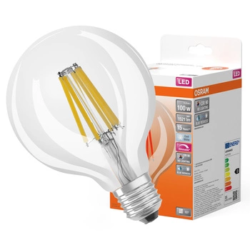 LED žárovka G95 Sphere E27 11W = 100W 1521lm 4000K Neutrální CRI90 300° Stmívatelné vlákno SUPERSTAR PLUS CLASSIC Osram