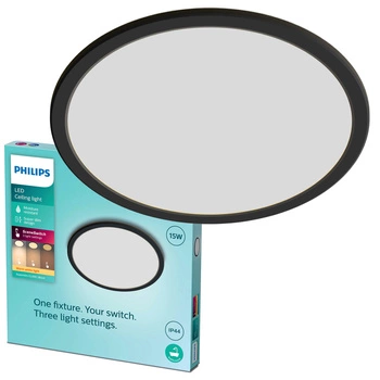 LED stropní svítidlo SUPERSLIM 15W 2700K 25cm IP44 stmívatelné černé PHILIPS