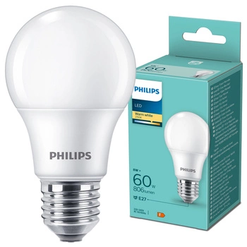LED žárovka E27 A60 8W = 60W 806lm 2700K teplá bílá 180° Essential Philips