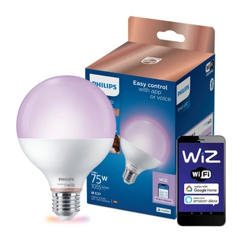 LED žárovka E27 Sphere G95 11W = 75W 1055lm 2200-6500K RGB + TW Smart SMART WiFi Bluetooth App WiZ Philips