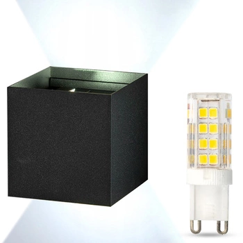 LED fasádní nástěnné svítidlo Black G9 venkovní svítidlo nahoře/dole s nastavitelným úhlem svícení KIOTO GOLDLUX (Polux) + LED žárovka G9 5W 6500K Cold Lumiled