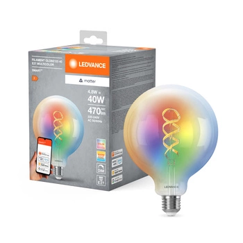 LED žárovka E27 4,8W = 40W 470lm RGBW CCT Stmívatelná SMART+ WiFi Filament Globe Ledvance