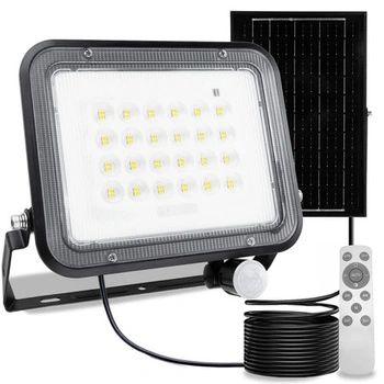 Solární halogenový reflektor LED 100W Zahradní lampa 4000K IP65 PIR senzor pohybu + dálkové ovládání FULGOR LUMILED