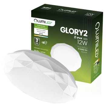 Plafond LED povrchová montáž 12W IP44 Round GLORY 2 DIAMENT 26cm LUMILED