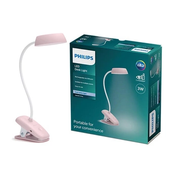 DONUTCLIP LED stolní lampa 3W 4000K stmívatelná USB růžová se svorkou PHILIPS