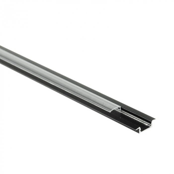 Zapuštěný hliníkový LED profil pod omítku černý 1m s průhledným difuzorem pro LED pásky + krytky Ecolight řady P
