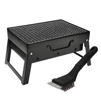 Grilovací sada: Skládací přenosný gril + kartáč na čištění roštu