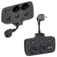 KOBI LINEA FL rozbočovač 2x230V země, 3 přepínače 4xUSB černá