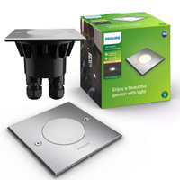 LED zahradní lampa na zem CRUST myGarden 3W IP67 čtvercová stříbrná PHILIPS