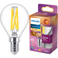 LED kulová žárovka E14 P45 5.9W = 60W 806lm 2700 Teplá bílá vlákno PHILIPS Stmívatelné