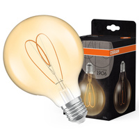 Dekorativní LED žárovka G95 Sphere E27 4,9W = 40W 470lm 2200K Warm CRI90 300° Amber Dimmable Vintage 1906 Osram