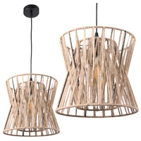 VARBERG IL MIO stropní závěsné svítidlo polokoule v boho stylu. ocel + šňůra 1x E27 GOLDLUX (Polux)