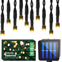 SOLÁRNÍ GARLAND 21.9m zahradní DEKORATIVNÍ 200x LED 3000K teplý SHINE GOLDLUX (Polux)
