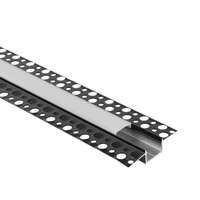 Hliníkový LED profil pro sádrokarton REGIPS široký pod omítku černý 2m s matným difuzorem pro LED pásky + krytky Ecolight řady GPS