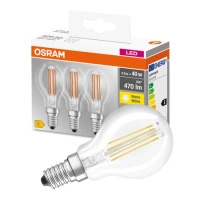 3x LED žárovka E14 P45 4W = 40W 470lm 2700K Teplá bílá 320° OSRAM vlákno