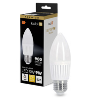 LED žárovka E27 Candle 9W 900lm 3000K Warm 200° Premium Kobi