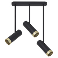 Bodové reflektorové stropní svítidlo 3x GU10 černé zlaté PORTO Sanico Goldlux