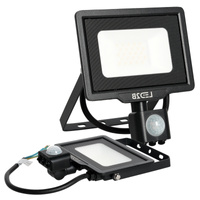 Venkovní LED reflektor Zahrada 20W 1600lm 4000K Neutrální 120° se senzorem pohybu a soumraku IP65 Černá MHC Kobi