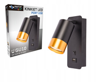 Nástěnné svítidlo Reflektor Nástěnné bodové svítidlo pro čtení GU10 Black Gold Clement Masterled