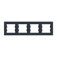 4násobný horizontální rám pro čtyřnásobnou zásuvku Asfora Anthracite