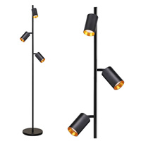 Stojací lampa 3x GU10 černá zlatá MARIBEL Sanico Goldlux