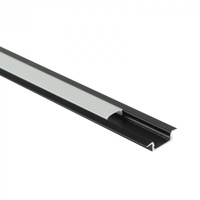 Zapuštěný hliníkový LED profil pod omítku černý 1m s mléčným stínítkem pro LED pásky + krytky Ecolight řady P