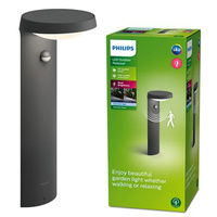 Venkovní LED zahradní svítidlo TYLA IR myGarden 9W 4000K IP44 s pohybovým a soumrakovým čidlem tyč 40cm antracit PHILIPS