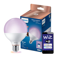 LED žárovka E27 Sphere G95 11W = 75W 1055lm 2200-6500K RGB + TW Smart SMART WiFi Bluetooth App WiZ Philips