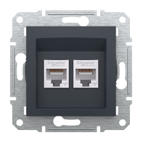 Dvojitá počítačová zásuvka 2x RJ45 Cat. 6 UTP bez rámu Asfora IP20 Anthracite