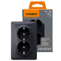 Kontakt 16A dvojitá zásuvka pod omítku černá BINERA VIDEX