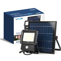 Venkovní solární zahradní reflektory LED 30W 2100lm 6500K Cold 100° s pohybovým a soumrakovým senzorem IP65 IK07 Black Ncs Kobi