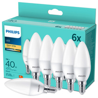 6x LED žárovka E14 Candle B35 4,9W = 40W 470lm 2700K Warm Essential Philips