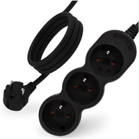 Síťový prodlužovací kabel s uzemněním 3 zásuvky 5m černý kabel Lendo Lumiled