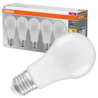 5x LED žárovka A60 E27 13W = 100W 1521lm 2700K Warm 180° BASE Osram
