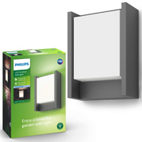 Zahradní lampa LED nástěnná lampa ARBOR myGarden 6W 4000K IP44 obdélníková antracitová PHILIPS