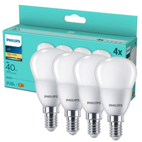 4x LED žárovka E14 Ball P45 4,9W = 40W 470lm 2700K Warm Essential Philips